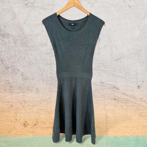 MOSSIMO Women Ribbed Knit Sweater Skater Dress Green XS Y2K Whimsigoth Casual - Picture 1 of 10